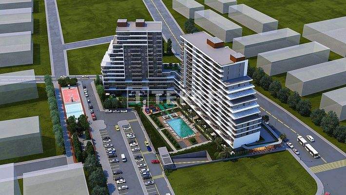 Apartments in a Complex with Pool and Close to the Metro in İzmir