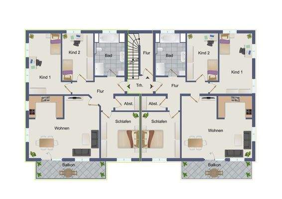 unverbindlicher Grundriss Obergeschoss Wohnung 3 und 4