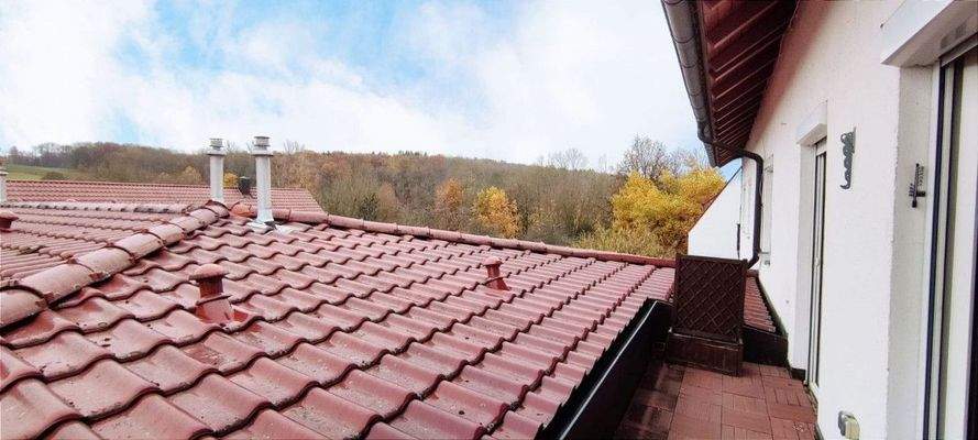 Ausblick Balkon mit altem Balkonbelag