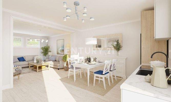 Lichtdurchflutetes Wohnen Essen Küche visualisiert