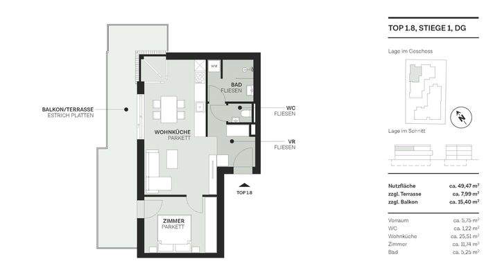 Grundriss Top 8, Stiege 1