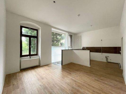 Blick zur offenen Küchenzeile