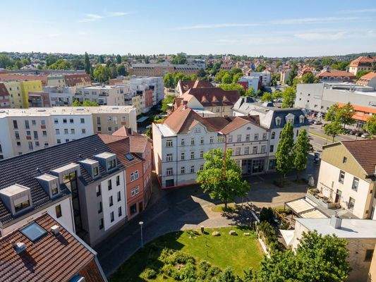 Vogelperspektive mit Stadtbild