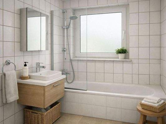 Badezimmer (per KI saniert visualisiert)