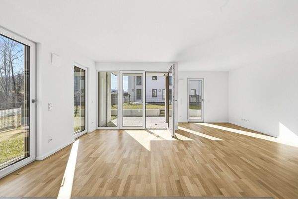 beispielhafter Wohn-, Koch- und Essbereich