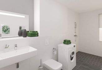 Modernes Tageslichtbad mit bodengleicher Dusche