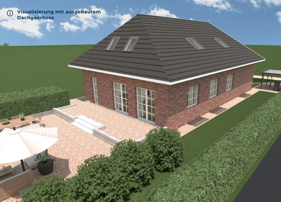 Visualisierung mit ausgebautem Dachgeschoss