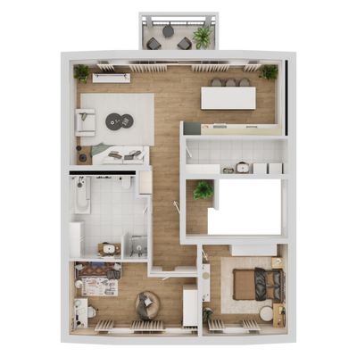 Grundriss 2D Dachgeschosswohnung