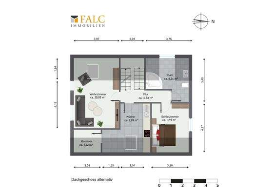 Grundriss Dachgeschoss alternativ
