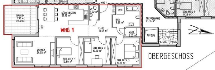 Energieeffiziente 4-Zimmer-Obergeschosswohnung  mit Balkon