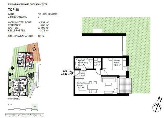 Verfügbare 2 Zimmer Gartenwohnung Top 18