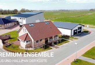 Premium Ensemble. Haus und Halle an der Küste.