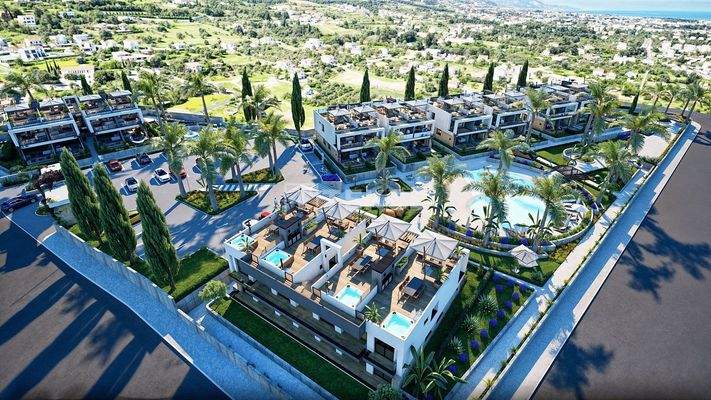 Sea and Mountain View Apartments in Lapta, North Cyprus