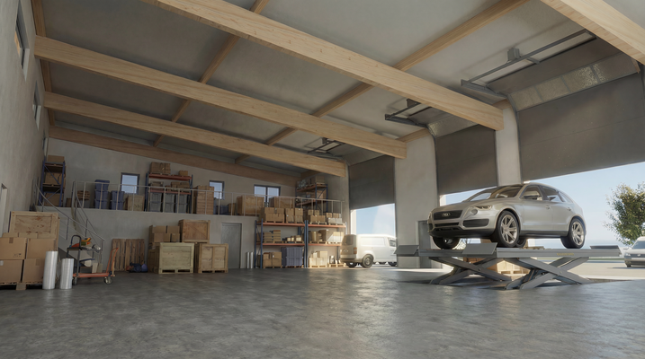 Nutzung beispielhaft als Werkstatt mit Lager.