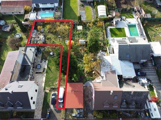 Drohnenaufnahme markiert