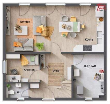 Grundriss EG offene Küche