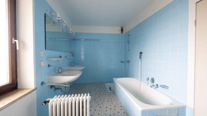 Tageslicht helles Bad mit Wanne und Dusche