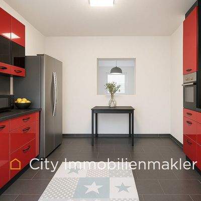 Küche mit Blick auf die Durchreiche