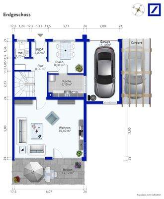 Grundriss EG Grafik, möbliert