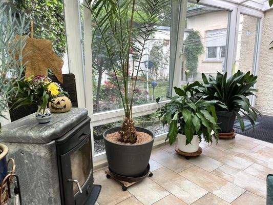 Wintergarten mit Kamin