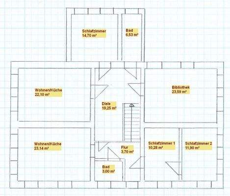 Grundrissskizze 1. Obergeschoss