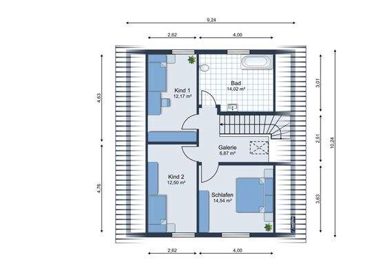 Dachgeschoss  mit Möbliervorschlag