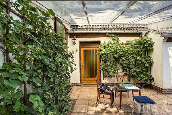 überdachte Terrasse mit Weinreben