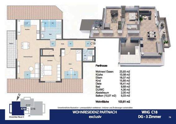 Grundriss Dachgeschosswohnung