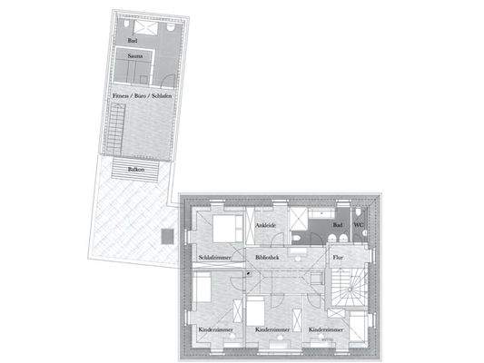 Grundriss 1. Obergeschoss (Entwurf / Variante 2)