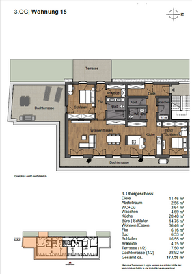 GR Wohnung 15 inkl. Wohnflächenberechnung