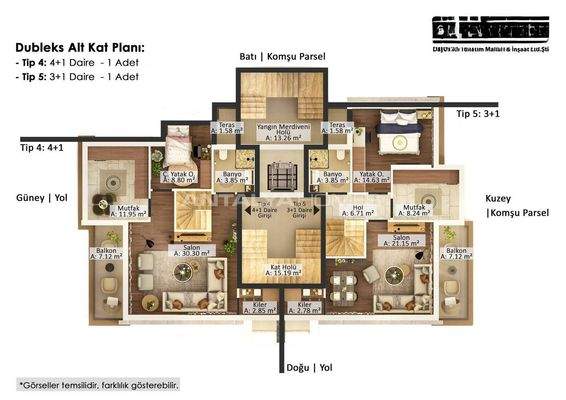 Newly-Built Flats in a Complex in Muratpasa Antalya