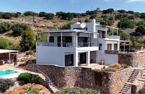 Kreta - Pano Elounda - luxuriöse Villa mit Pool und Panorama Meerblick auf die Mirabello Bucht
