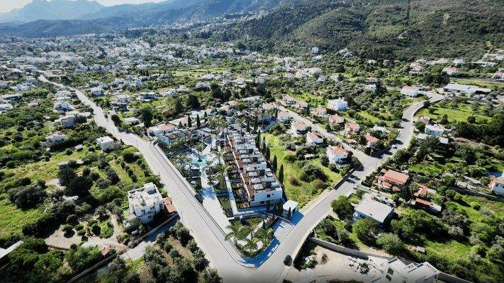 Sea and Mountain View Apartments in Lapta, North Cyprus