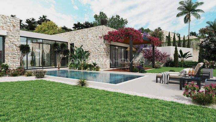 Stone Clad Sea View Detached Villas in Bodrum Yalikavak