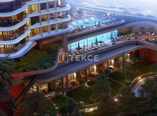 Apartments in a Sea-View Complex with Security in İzmir Konak