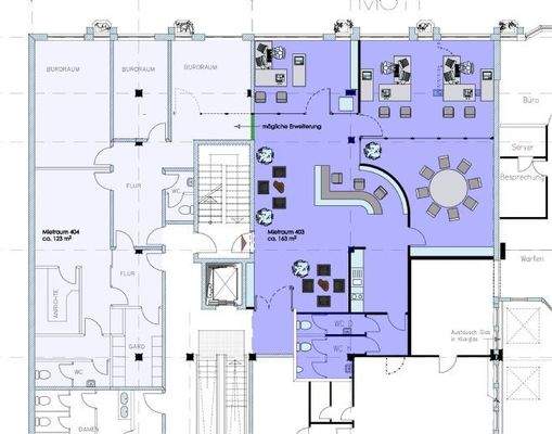 Entwurfsplanung mit Erweiterungsoption