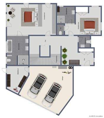 Chalet 1 EG Schlafzimmer und Bäder