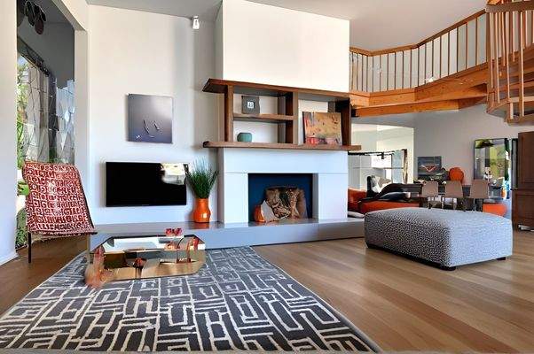 Wohnbereich mit Kamin mögliche Gestaltung