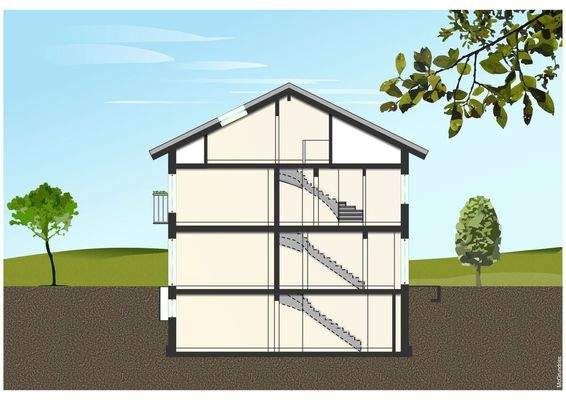 Ouerschnitt des Hauses