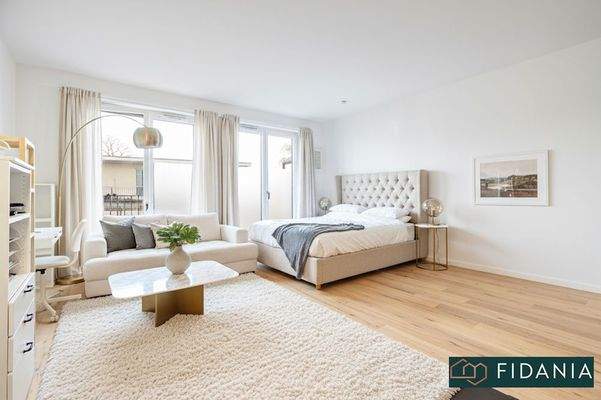 Visualisierung Wohnbereich mit Zugang zum Balkon