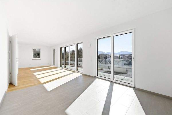 beispielhafter Wohn-, Koch- und Essbereich