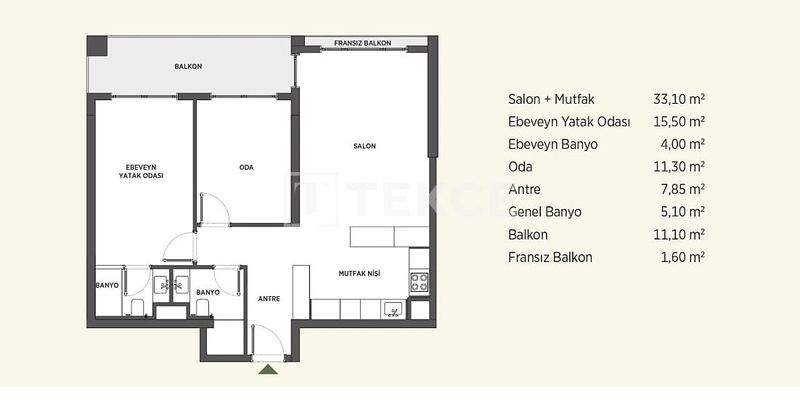 Chic Design 2-Bedroom Flats in a Project in Ankara
