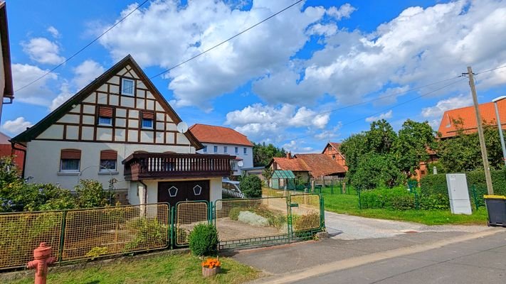 Frontansicht mit Zufahrt Garage