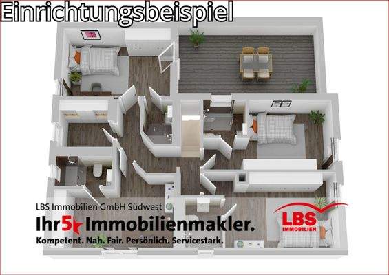 3 D Animationsplan Obergeschoss - nicht Maßstabsgenau -