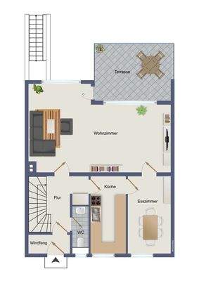 Grundriss-Skizze Wohnbeispiel Erdgeschoss