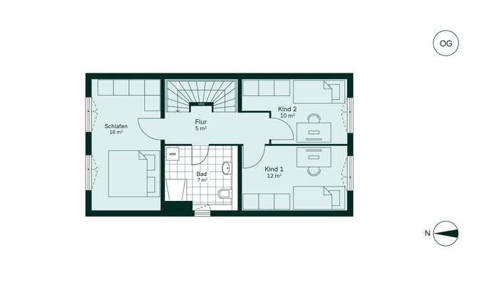 Komfortabler Grundriss im Obergeschoss