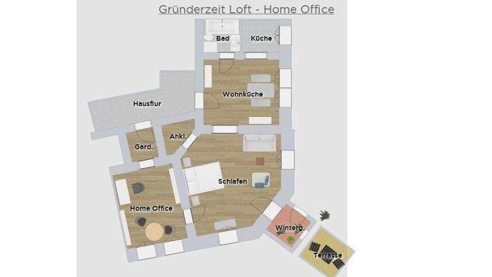 Grundriss Wohnen mit Gewerbe