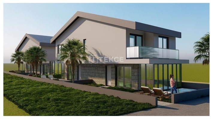 New Villas with Pool and Terrace Near the Sea in İzmir