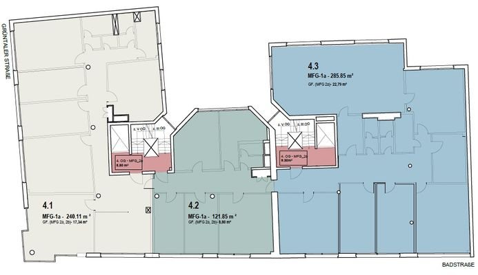 4. OG mit 257 m² und 130 m²