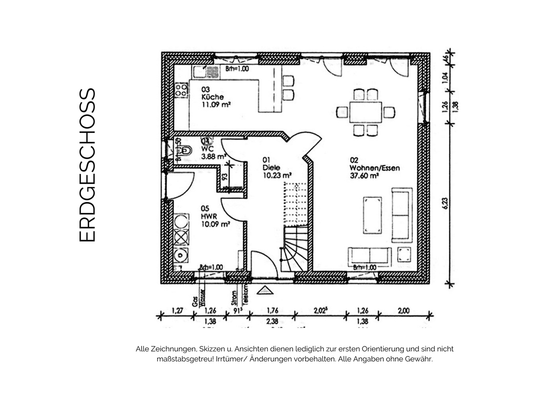 Skizze Erdgeschoss EFH Lottorf